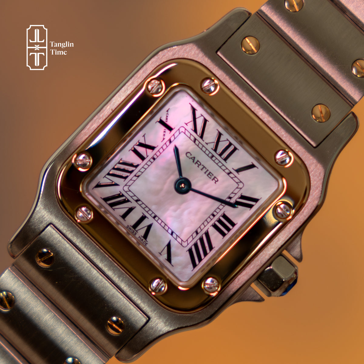 Limited Edition Cartier Santos Galbée Mother of Pearl Rose Gold