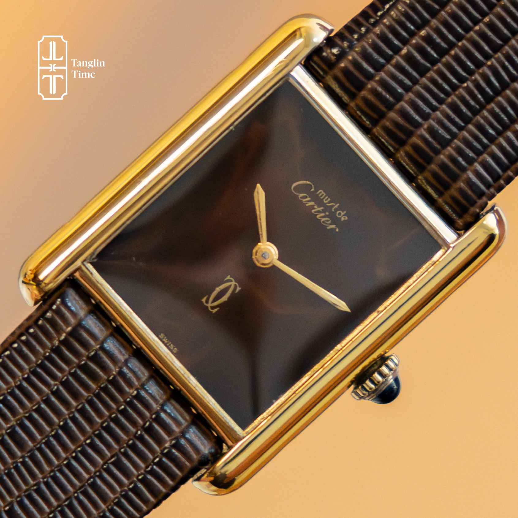 (Serviced March 2026) Cartier Tank Must Smoky Wood Dial