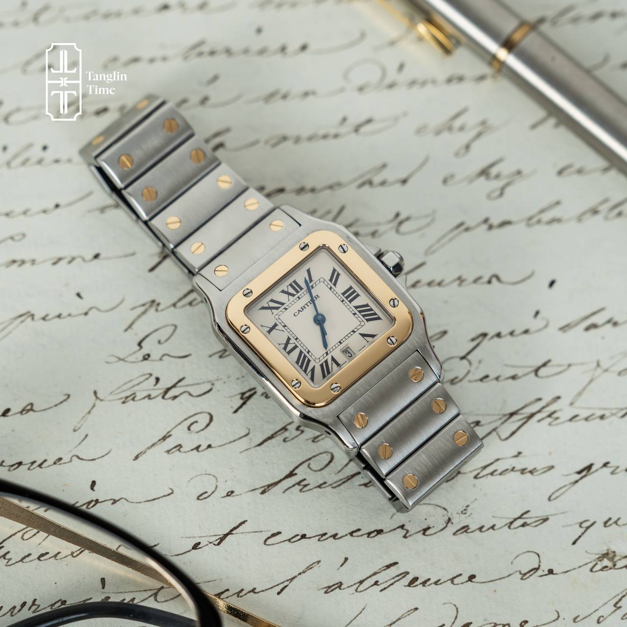 Full Set - Cartier Santos Galbée Date